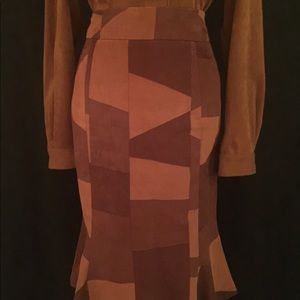 Suede like patchwork skirt